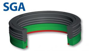 Compact rod seal with active backup rings (SGA)